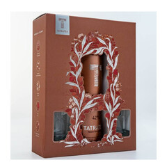 Liqueur based on herbal tea and peach Tatratea + 2 Shot Glasses