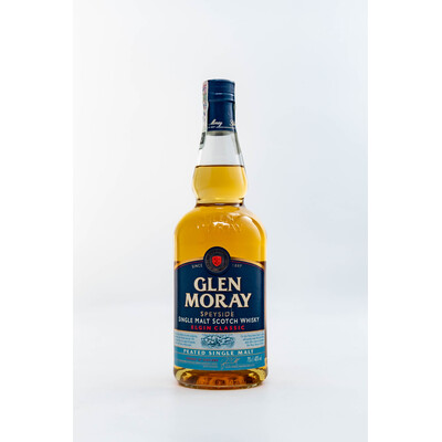 Speyside Single Malt Scotch Whiskey Glen Moray Elgin Classic Peteed 0.70l.