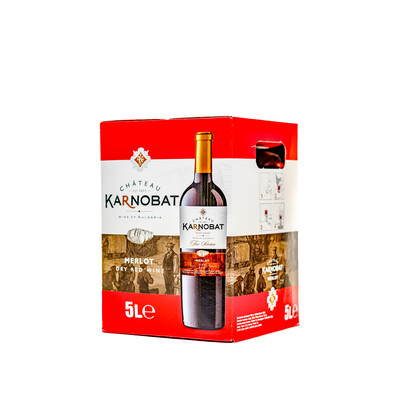Червено вино Мерло 2022г. 5,0л. Кутия шато Карнобат ~ България