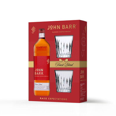 Blended Scotch Whisky John Barr with 2 glasses