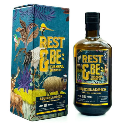 Rest & Be Tankful Isla Single Malt Scotch Whiskey Bruhladih 18 years. Single Cask No. 899/ 2005 Cask Strength
