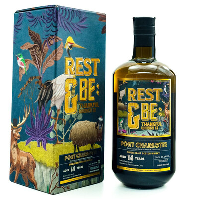 Rest & Be Thankful Isla Single Malt Scotch Whiskey Port Charlotte 14yr. Single Cask No. 1263/ 2009 Cask Strength