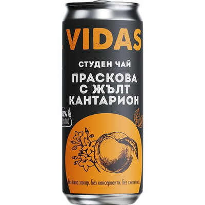 Студен чай Видас Праскова & Жълт Кантарион 0,25л. кен ~ България
