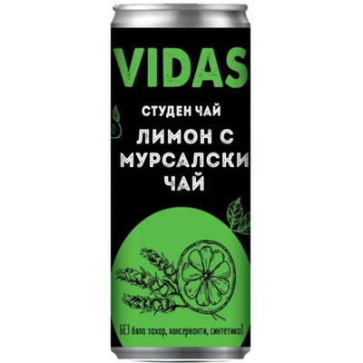 Студен чай Видас Лимон & Мурсалски чай, кен