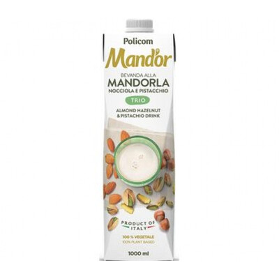 Ядкова напитка Манд'ор Трио от бадем, лешник и шамфъстък 1,0л. Италия