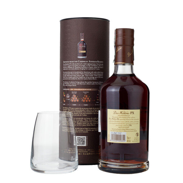 Rum Dos Maderas 5 + 5 PX Triple Aged + 1 glass in a tube