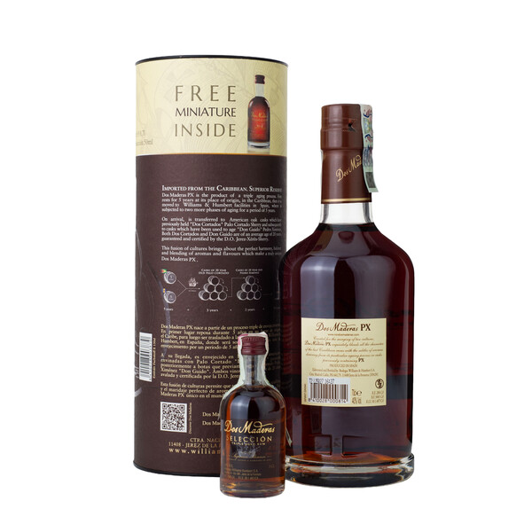 Rum Dos Maderas 5 + 5 PX Triple Aged 0.70l. + 1 pc. Dos Maderas Selesion 0.05 in a tube