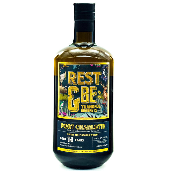 Rest & Be Thankful Isla Single Malt Scotch Whiskey Port Charlotte 14yr. Single Cask No. 1263/ 2009 Cask Strength