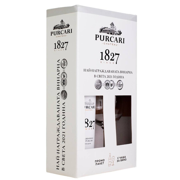 White wine Chardonnay 1827 2023г.  + glass