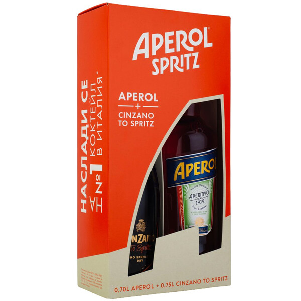 Promo package Aperol Spritz: 1 pc. Aperol aperitif 0.70l. * 11% alc.s-e +1 pc. sparkling wine Chintsano Pro-Spritz Dry