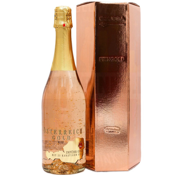 Rose Yostereich sparkling wine with gold pieces 0.75l. Karl Infur