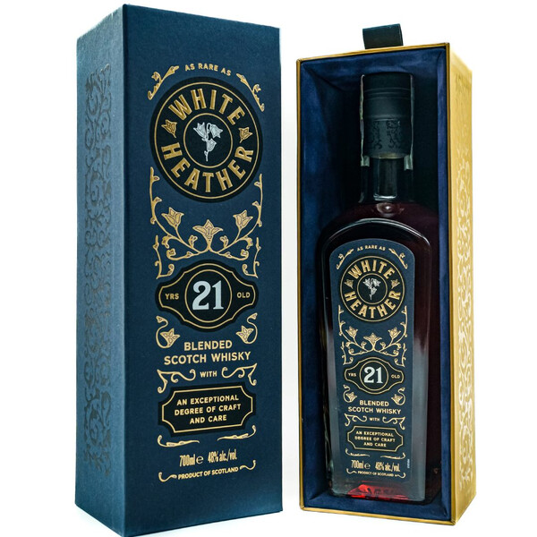 Blended Scotch Whiskey White Heather 21 years.