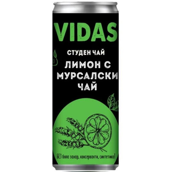 Студен чай Видас Лимон & Мурсалски чай 0,25л. кен ~ България