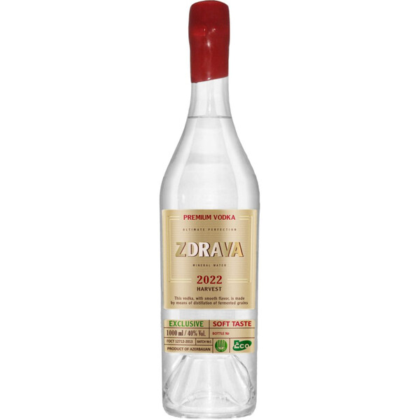 Винтидж Еко Водка Здрава Бач 1 2022г. 1,0л. Азербейджан *40% алк.с-е НБ 2022